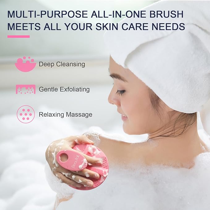 Silicone Body Scrubber Shower Bath Wash Brush Gentle Exfoliating Scrub - Image 8