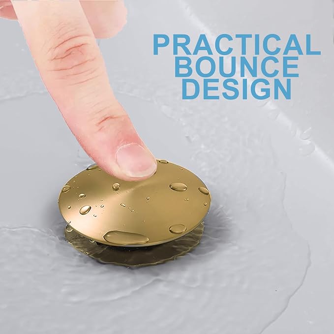 Bathroom Sink Drain, 2 Pack Gold Drain Stopper Bathroom Sink Without Overflow - Image 6