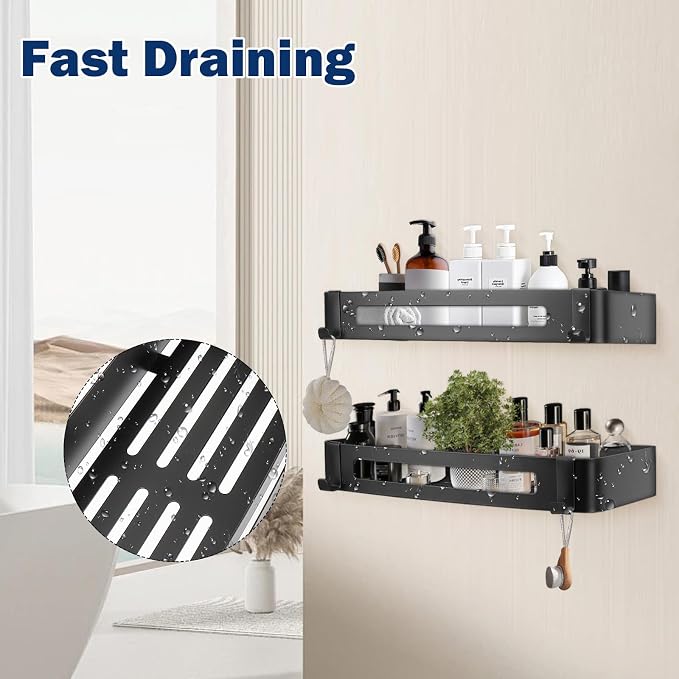 NearMoon Bathroom Shower Caddy 2 Pack, No Drill 304 Stainless Steel Shower - Image 4