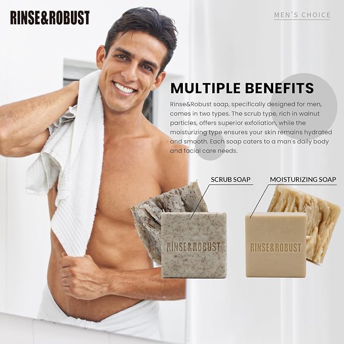 Rinse & Robust Mens Natural Bar Soap 6Pcs Handmade Cleansing Soap Bar Set - Image 2