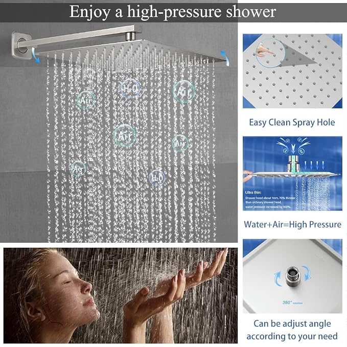 Shower Faucet Set Brushed Nickel Shower System, Knob Switch Diverter Shower - Image 4
