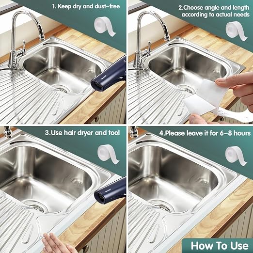 Caulk Tape - 3 Roll Waterproof Bathroom Caulking Tape - Image 5