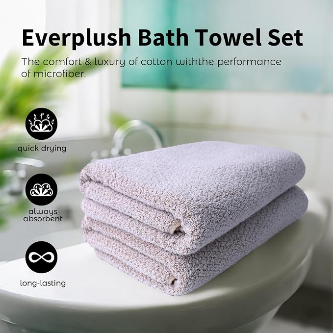 Everplush Diamond Collection Extra Large Bath Towel Sheet – 2 PK, Super Soft & - Image 3
