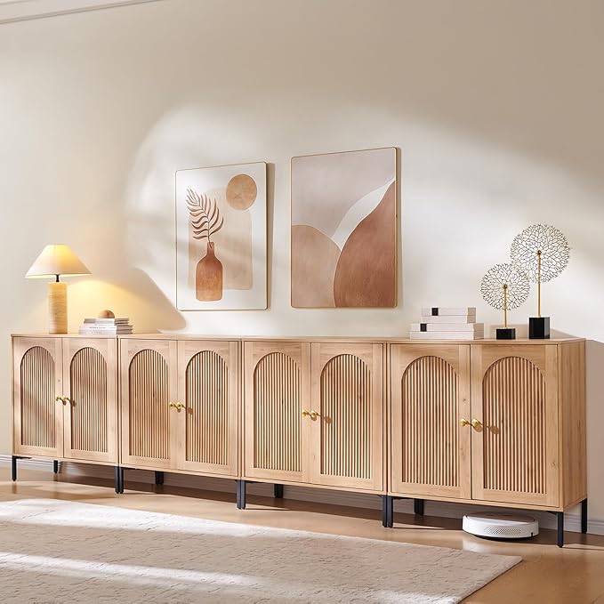 Bathroom Cabinet with Storage, 123.5" W Fluted Arched Free Standing Floor by IFGETEnrichYourLivingSpace