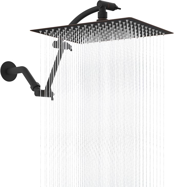 Hibbent All Metal cUPC Certified Rain Shower Head, Brass Adjustable Shower Arm by Hibbent