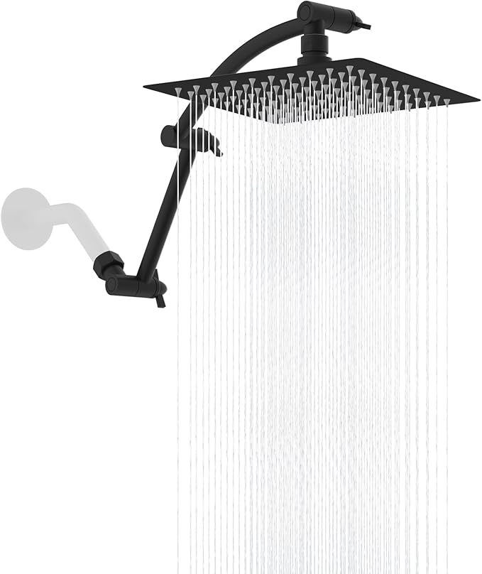 Hibbent All Metal Rain Shower Head, Solid Brass Adjustable Shower Arm Extender by Hibbent
