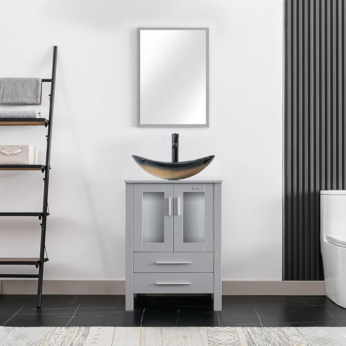 eclife 24" Modern Bathroom Vanity Sink Combo Freestanding Cabinet - Image 2