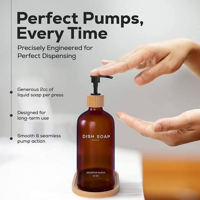 Amber Glass Dish Soap Dispenser - Image 4