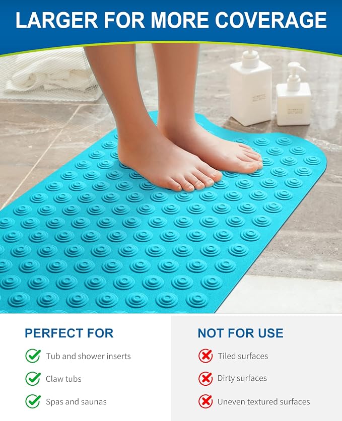 Bligli Bathtub Mat Non-Slip Without Suction Cups, 39x16inch Extra Long Bath Mats - Image 6