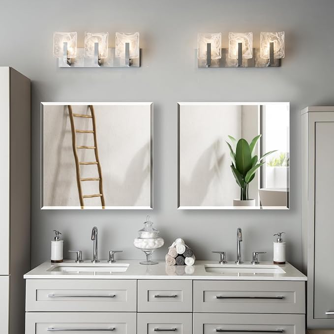 Bathroom Medicine Cabinet with 20x20 in Square Beveled Frameless Mirror - Image 7