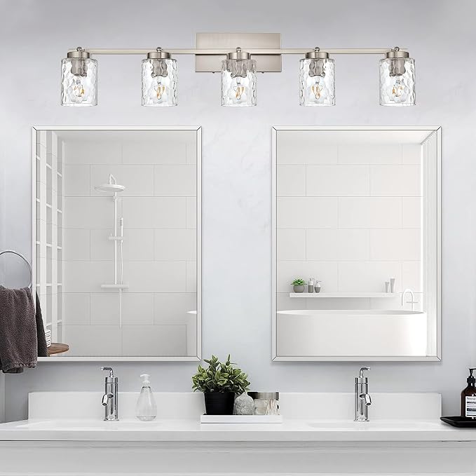 5-Light Industrial Bathroom Vanity Lights, Brushed Nickel Track Lighting Wall - Image 4