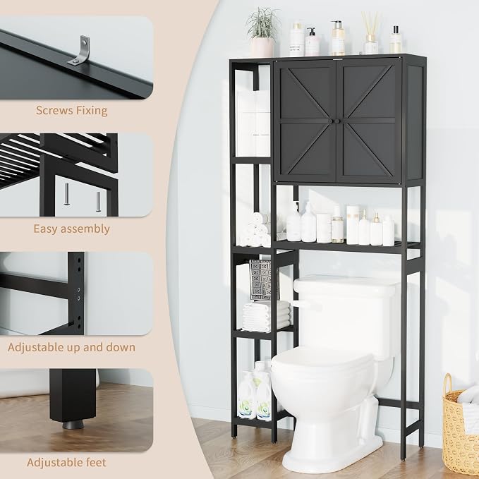 Bamboo Over The Toilet Storage, Above Toilet Organizer Storage Shelf Stand - Image 5