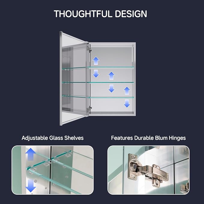 Medicine Cabinet 20" x 30", Bathroom Medicine Cabinet - Image 7