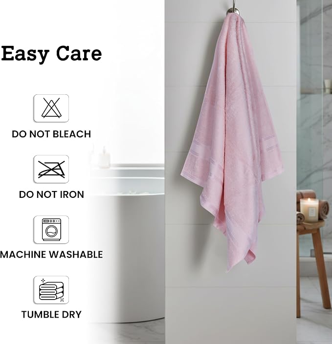 Casa Lino Blush Pink Bath Towels Set of 4 - Image 7