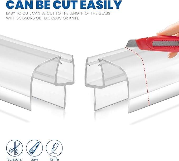 2-Pack Shower Glass Door Bottom Seal Strip, 36 Inch Long Clear PVC Seal Strips - Image 5