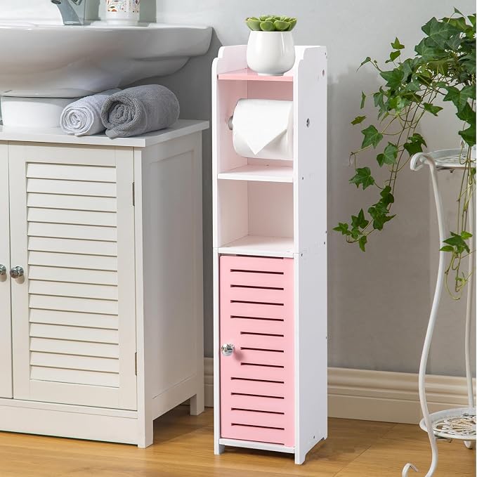 AOJEZOR Toilet Paper Holder Stand: Small Bathroom Storage Cabinet - Image 5
