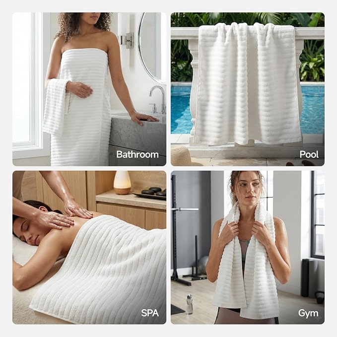 REDKISS 2 Pack Large Bath Towels 31×63 inches, 100% Cotton, Super Soft and - Image 7