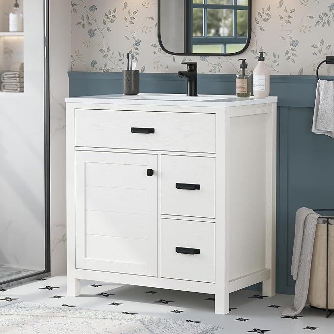 30" Bathroom Vanity with Sink, Modern Bathroom Storage Cabinet with Tilt-Down - Image 2