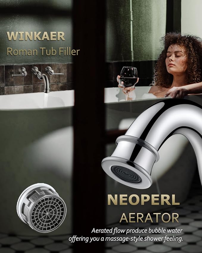 Roman Bathtub Faucet Wall Mount Widespread Tub Filler - Image 5