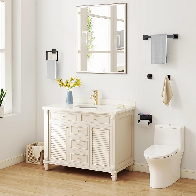 Matte Black Bathroom Accessories Hardware Set 5-Piece, Stainless Steel Towel - Image 7