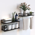 RICHER HOUSE 2+1 Tier Wall Mounted Floating Shelves Set of 2, Rustic Wood Wall by RicherHouse