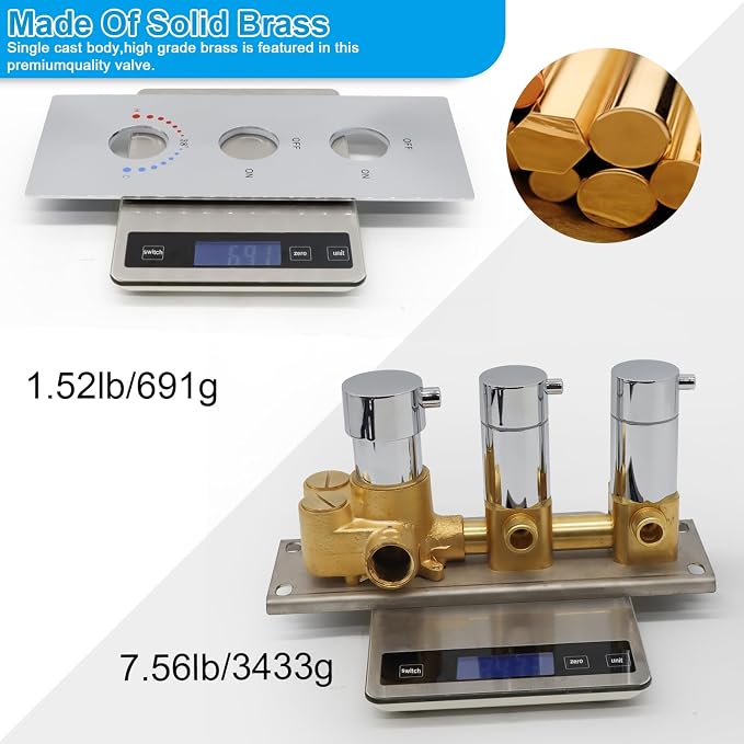 2 Way Shower Diverter Valve Brass 2 Functions Thermostatic Shower Mixing Valve - Image 5