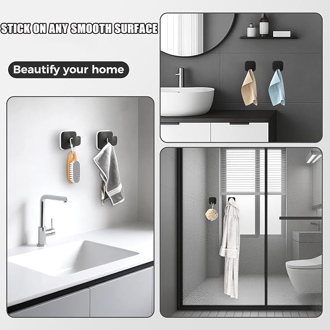 2Pcs Square Suction Cup Hook, 304 Stainless Steel Shower Hook, Removable - Image 9