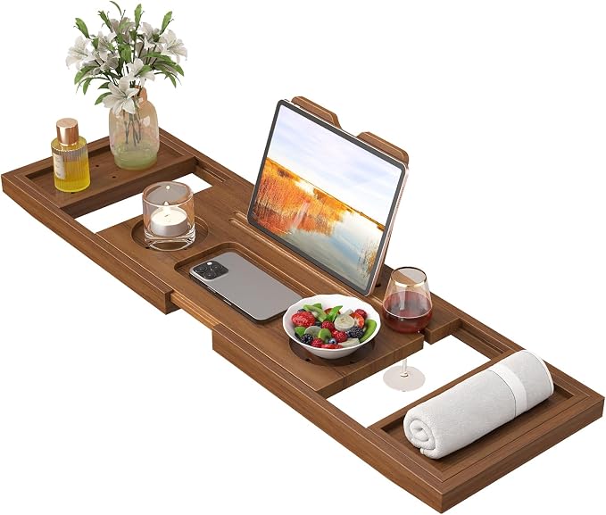 Teak Bathtub Tray, Expandable Wooden Bath Tray - Image 7