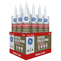 GE Advanced Silicone Caulk for Kitchen & Bathroom, 10 fl oz Cartridge, 12 Pack by GE