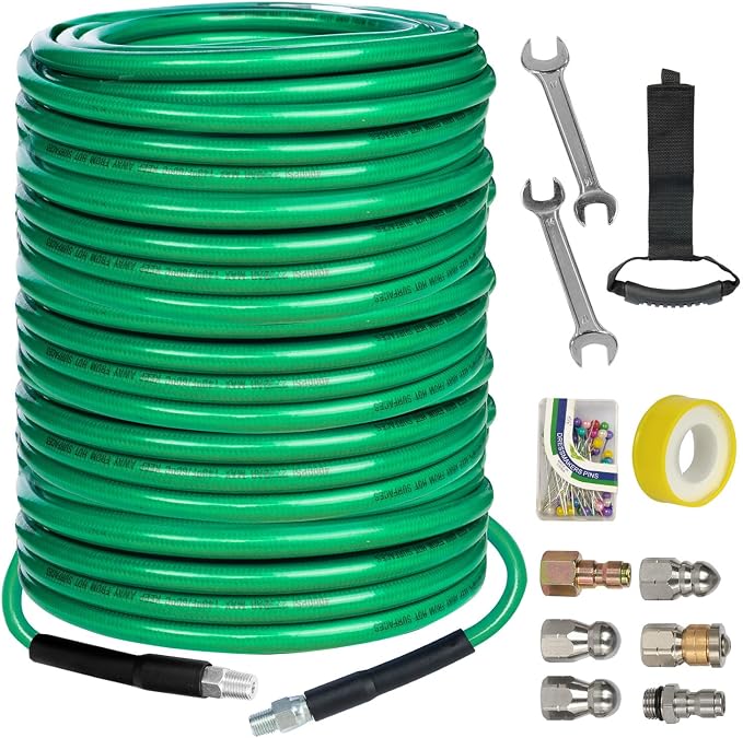 Hourleey Sewer Jetter Kit for Pressure Washer 200FT, 4000 PSI Drain Cleaner by Hourleey