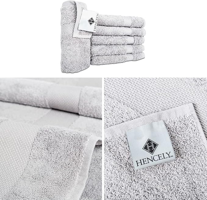 Hencely Premium 6-Pack Washcloths 12x12 Inches Soft Turkish Cotton High - Image 3
