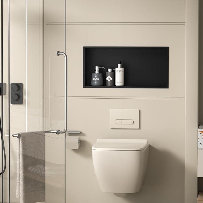 Stainless Steel Shower Niche 24" X 12" Matte Black No Tile Needed Niche Shower - Image 5