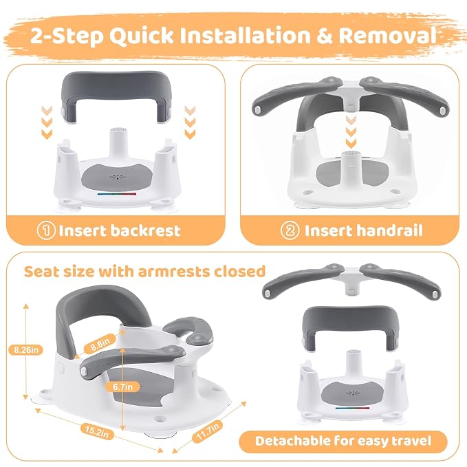 Baby Bath Seat for Babies 6 Months & Up Sitting Up, Infant Bath Seat - Image 8