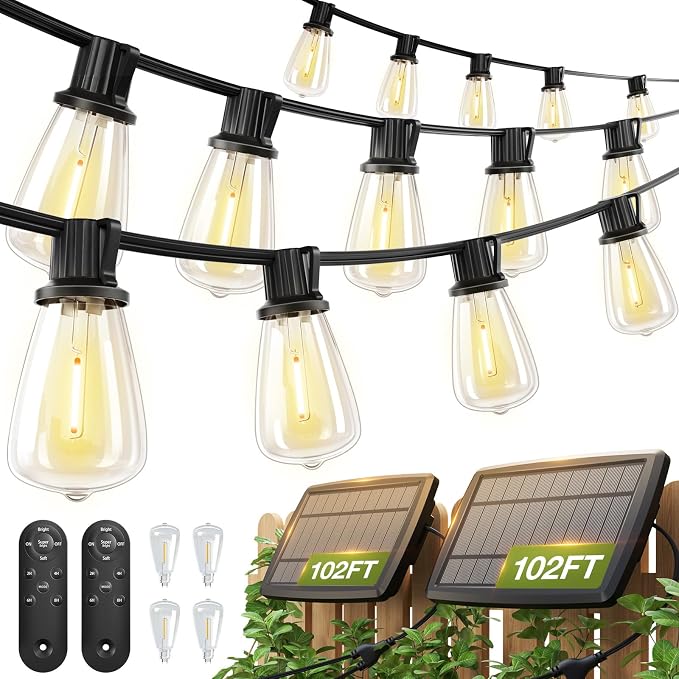 addlon 2 Pack*102FT Solar String Lights Waterproof, Patio Lights Solar Powered by addlon