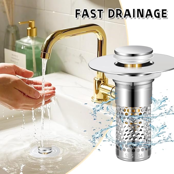 2Pack Bathroom Sink Stopper 1.06"-1.50", Universal Bathroom Sink Drain Pop Up - Image 5