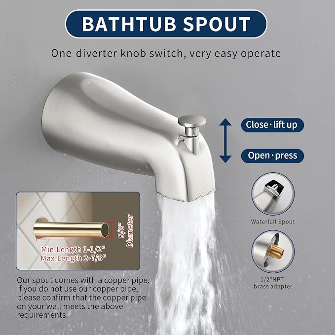 Tub Shower Faucet Combo Set Bathtub Faucet Set Shower System - Image 6
