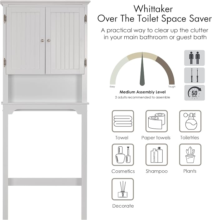 UTEX Over The Toilet Storage Cabinet, Over Toilet Bathroom Organizer - Image 5