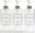 Modern Design Shampoo and Conditioner Dispenser, Large 27oz Shower Soap by HARRA+HOME