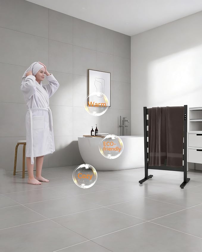 Heated Towel Racks for Bathroom, Freestanding Towel Warmer, 6 Bars Towel - Image 2
