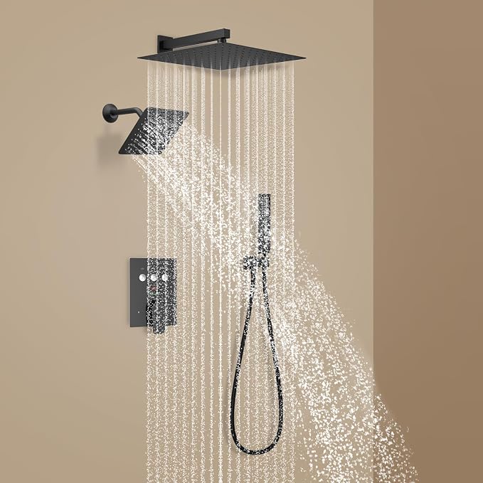 Temperature Display Shower Faucet Set Matte Black Shower System - Image 8