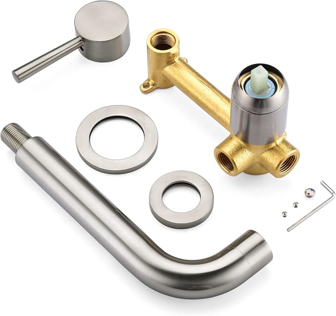 SUMERAIN Tub Faucet Brushed Nickel Wall Mount Bathtub Faucet Single Handle - Image 7