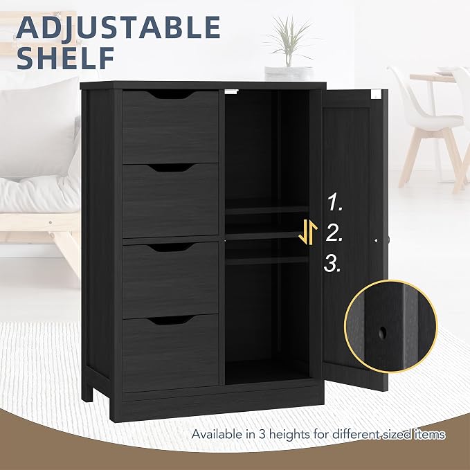 Walsunny Bathroom Floor Storage Cabinet, Wooden Storage Organizer - Image 5