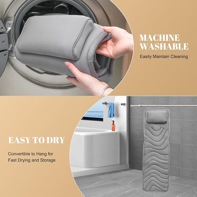 Full Body Bath Pillow for Bathtub, Non-Slip Bath Pillows for Tub, Spa Bathtub - Image 5