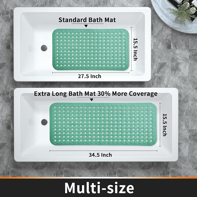 Yimobra Non Slip Bath Mat, Super Strong Suction Cups, 34.5"x15.5"Long Tub Mat - Image 6