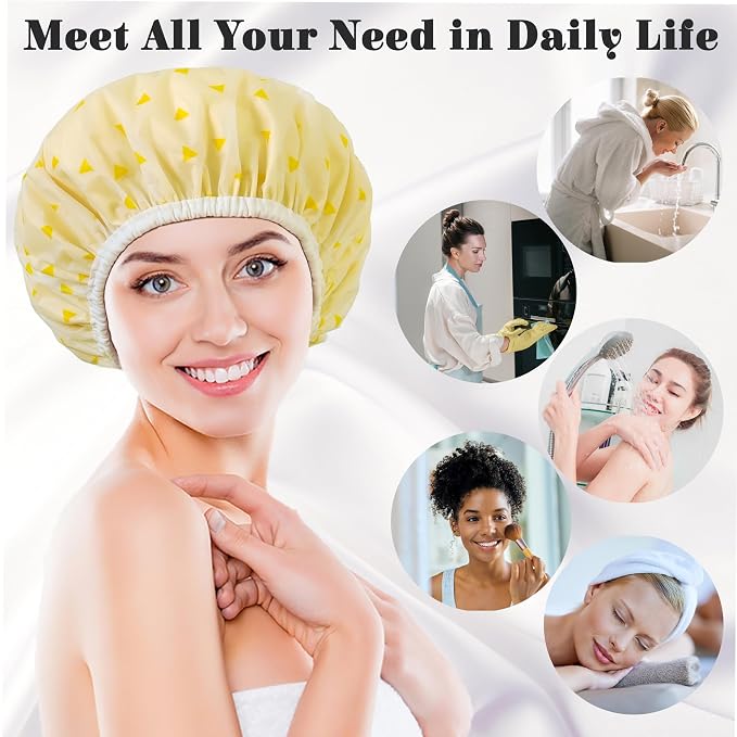 Shower Cap for Women, Shower Caps Reusable Waterproof, Large Plastic Satin - Image 6