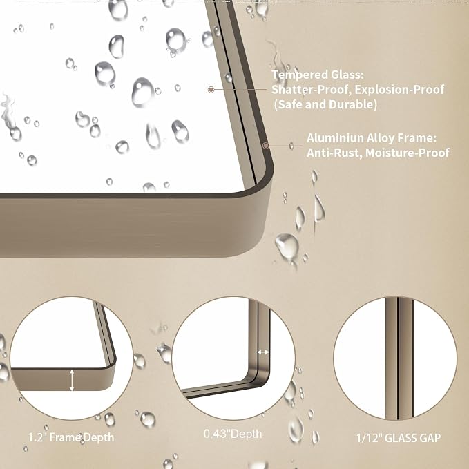 LOAAO 36”X36” Bronze Bathroom Mirrors - Image 5