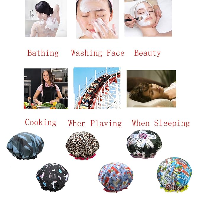 1 Pcs Waterproof Shower Cap for Women, Hair Treatment Bath Cap for Girls Spa - Image 7