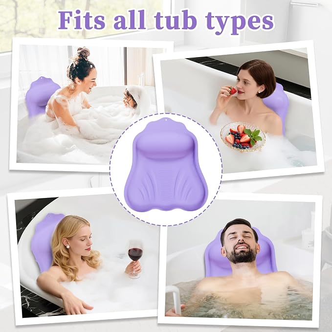 Silicone Bath Pillow for Tub Adults, 4D Air-Cushion Bathtub Pillow for Head - Image 6