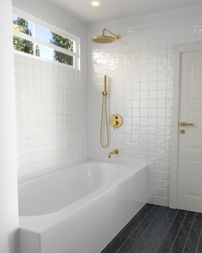Lava Odoro Modern 3-Setting Round Rain Bathtub and Shower Faucet Set, Rain - Image 6