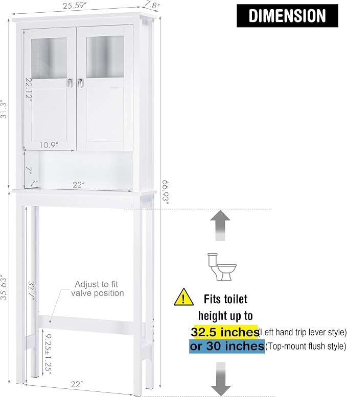 Spirich Bathroom Cabinet Over Toilet, Bathroom Storage Cabinet - Image 2